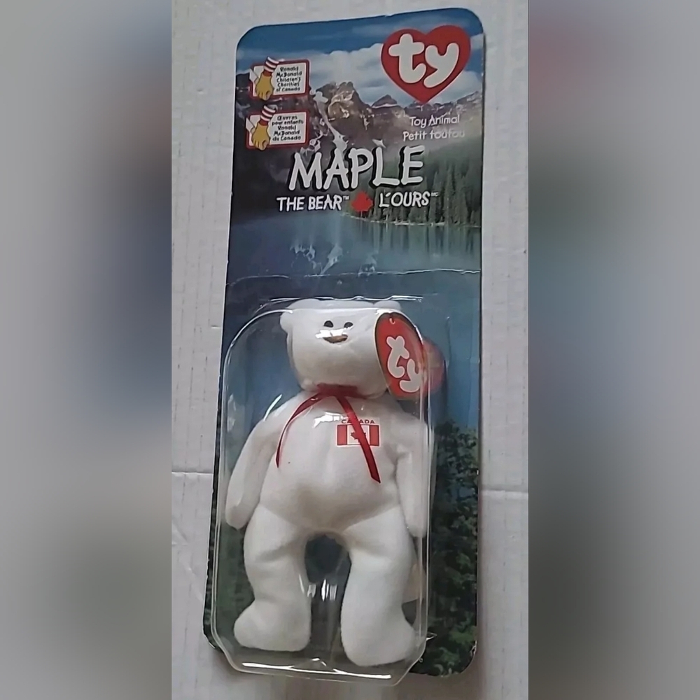 Ty Rare Maple The Bear 🍁 L'Ours Beanie Baby Mcdonalds Toy Animal (With Error)